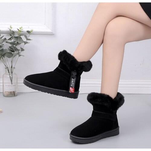 Winter Snow Boots for Women Shoes Woman New Warm Plush Faux Fur Ladies Boots Slip on Flat Platform Casual Boots Female Plus Size
