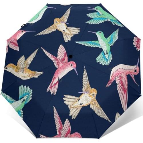 Sunny Umbrella Flying Birds Of Paradise Conversational Automatic folding portable men umbrella Sunscreen rain beach parasol
