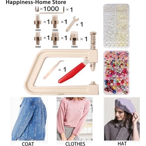 1Set Hand Attaching Pearl Setting Machine Tools Kit Beads Rivet Fixing Machine For DIY T-shirts, embroidery leather handbags hat