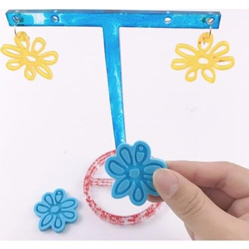 1 Pair Earrings Epoxy Resin Mold Knot Flower Keychain Ear Drop Dangles Pendant Silicone Mould DIY Crafts Jewelry Tool T21F