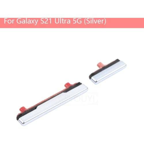 10pcs/lot Power Button and Volume Control Button Side Key For Samsung Galaxy S21 Ultra 5G G998 - Black/Silver