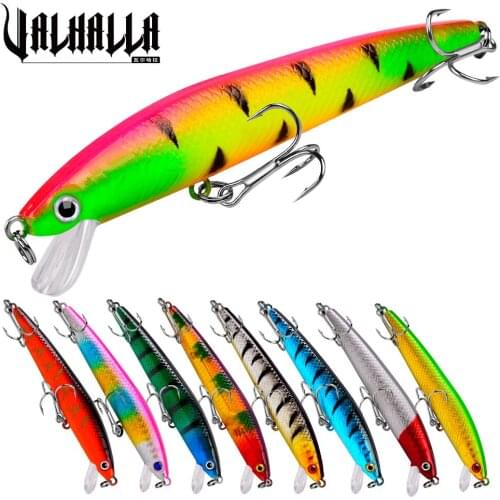 VALHALLA 10Pcs Minnow Fishing Lures 8g 9.5cm Crankbait Wobblers Perch 3D Eyes Artificial Hard Bait Pike Carp Bass Floating Pesca