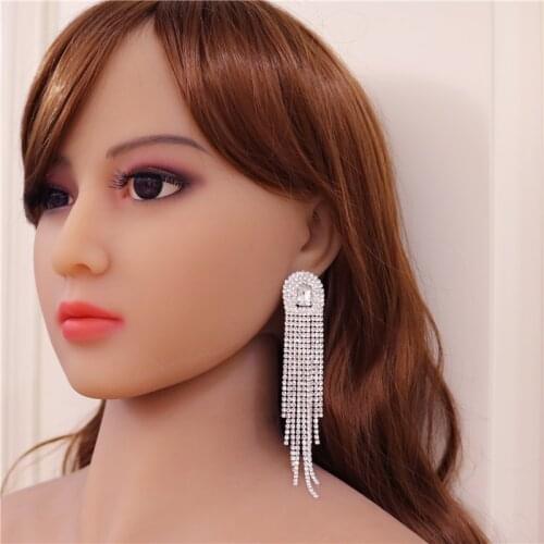 2021 Fashion Luxury Shiny Rhinestone Long Tassel Earrings Female Romance Earrings Accessories Dinner Party Bride Wedding Gift