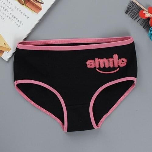 3Pc/lot Smile Briefs Panties Underwear Cotton/Spandex Teens Teenage Kids Little Girls 8-14Years Girls Puberty