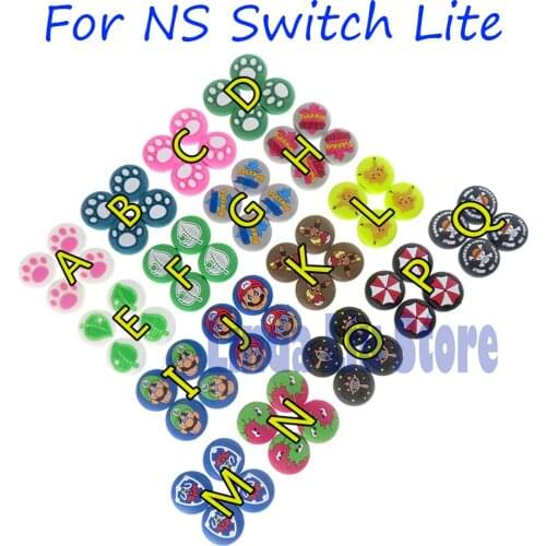 4pcs=1set For Nintend Switch Lite NS Thumb Stick Grip Joystick Caps Patterns Protective Cover Gamepad Controller
