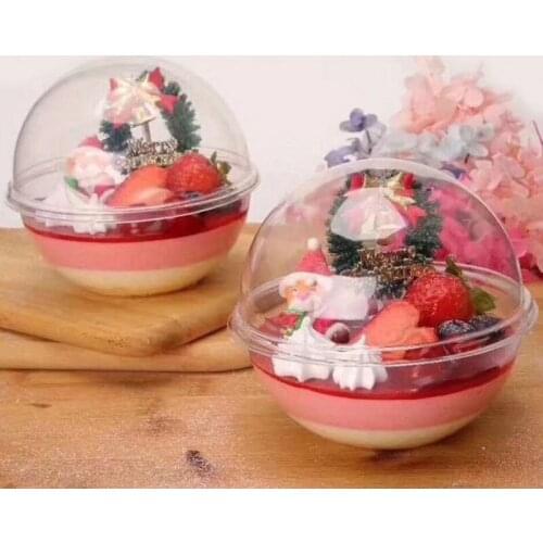 900pcs 13*12cm Simple Clear Round Plastic Mousse Cup Cupcake Boxes Ball Dessert Cake Box Free Shipping