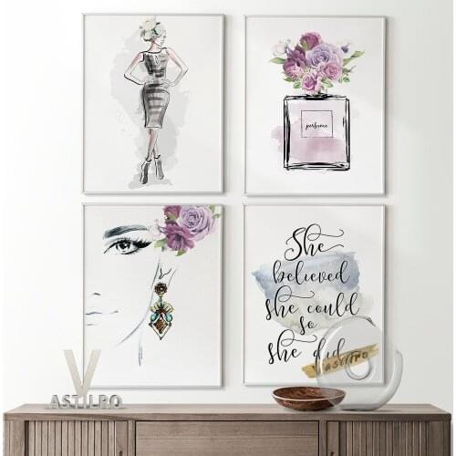 Watercolor Make Up Clipart Modern High Quality Art Prints Wall Decor Designer Perfume Bottle Retro Poster Room Canvas Painting