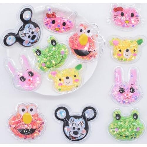 24Pcs Printed Cartoons Animals Filling Shake Sequins Appliques for Handmade Headwear Hair Clips Band Bow Decor Accessories P84