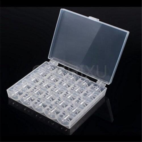 25Pcs Empty Bobbins Sewing Machine Spools Clear Plastic with Case Storage Box for Brother Janome Singer Elna 5BB5310