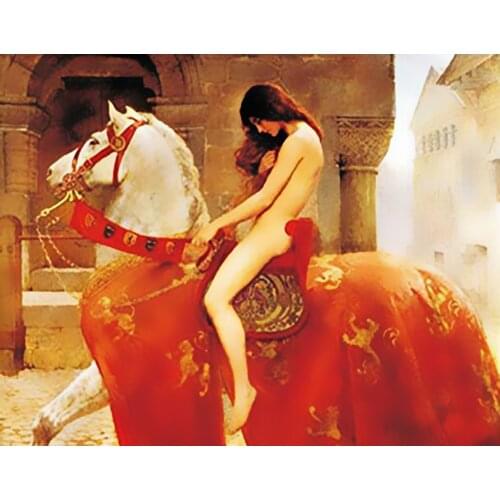 DIY 40X50 Oil Painting By Numbers naked woman riding a horse paint by numbers On Canvas Home Decor Digital Painting chrismas