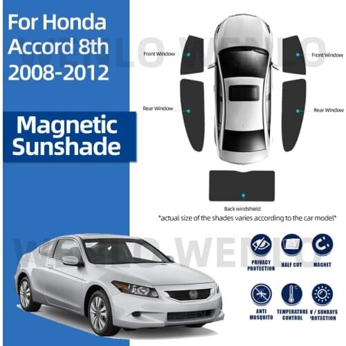 For Honda Accord 8th 2008-2012 Custom Sun Protector Removable Sunshades Mosquito Mesh Heat Isolation Covers Windscreen Curtains