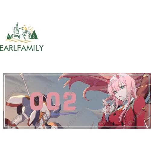 EARLFAMILY 13cm x 5cm Anime Car Stickers for Zero Two Slap Personality Waterproof Vinyl Decals Occlusion Scratch Car Accessories