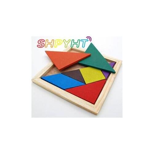 Houten Tangram 7 stuk Puzzel Kleurrijke Vierkante IQ Spel Brain Teaser Intelligent Educatief Speelgoed voor Kinderen amusing