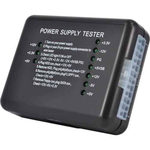 Kebidu New 20/24 Pin PSU ATX SATA HDD Power Supply Tester LED Indication Diagnostic Tool Testing PC Computer For Anode Cathode