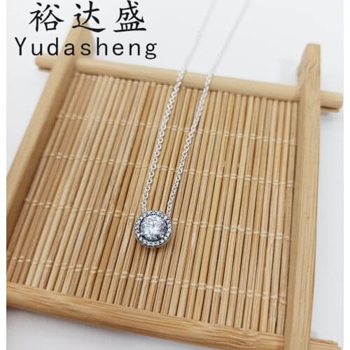 Classic Retro Round Necklace (inlaid with Cubic Zirconia) Dazzling Fashion Women 925 Sterling Silver Clavicle Chain