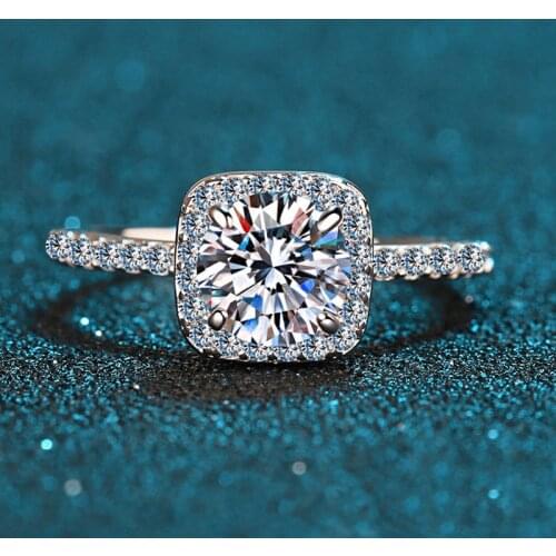 UMQ Classic Princess Square Moissanite Ring Excellent Cut 1 ct Pass Diamond Test D Color Moissanite Rings Engagement Jewelry