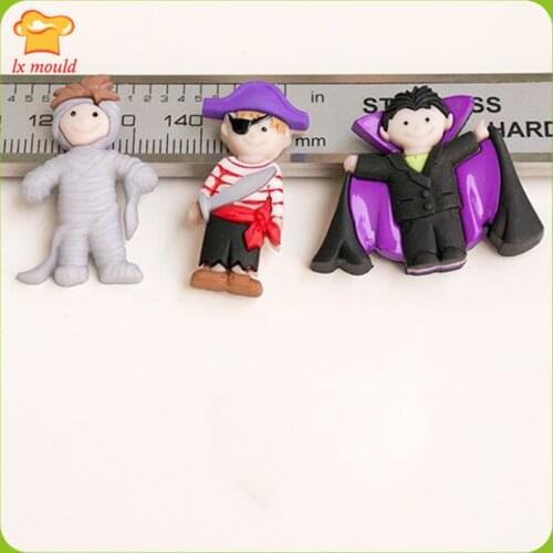Mini Pirate Doll Silicone Molds Double Sugar Chocolate Mold Clay Mould Three Pirate Doll Silicone Moulds