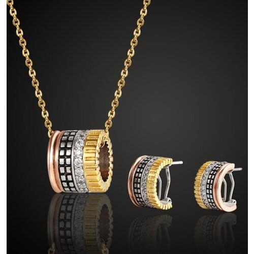 Zlxgirl jewelry Brand Wedding bridal Jewelry Sets Metal Copper fashion women couple accessories set Bridal Necklace Earring sets