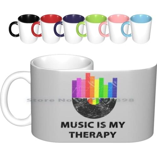 80s Sticker T-Shirt Music Is My Therapy 80s Themed Related Ceramic Mugs Coffee Cups Milk Tea Mug 80s Music Is My Therapy 80s