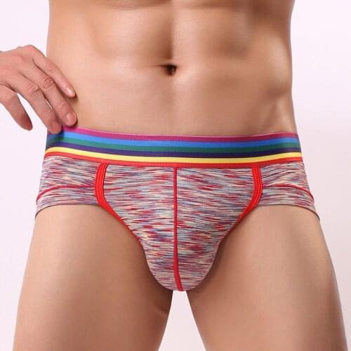 Underwear Men Brief Shorts Mens Briefs Ropa Interior Hombre Low Waist Breathable U Convex Print Size M-2XL CK27