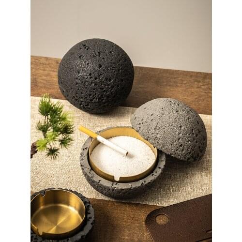 2021 new Cement ashtray creative personality trend anti fly ash with cover living room home office decoration ashtray