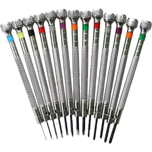 0.6Mm-2.0Mm 13Pcs New Watchmakers Screwdrivers Set Watch Glasses Flat Blade Assort Slotted Flat Screwdrivers Set, Jewellers Watc
