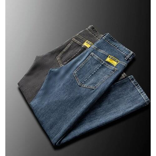 2021 Autumn and Winter New Jeans Mens Loose Feet Pants Youth Harlan Casual Pants Straight Pants Trousers Mens Blue Pants 921