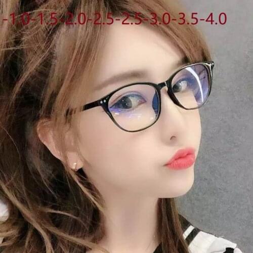 Retro Myopia Glasses Frame Women Blue Film Optical Spectacles Frames Finished Nearsighted -1 -1.5 -2 -2.5 -3 -3.5 -4 -4.5