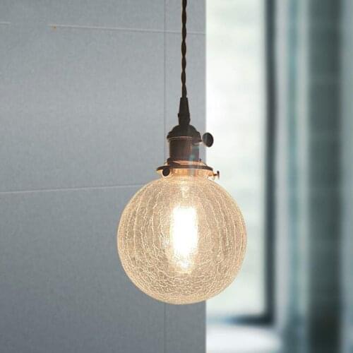 Retro Nordic House Led Pendant Light Dining Room Bedside Bar Glass Crack Kitchen Lights Hanging Industrial Decor Pendant Lamp