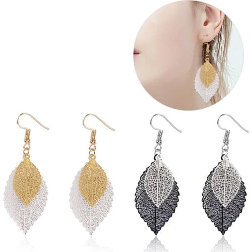 2 Pairs Women Earrings Fashion Pierced Leaf Pendant Earrings Jewelry Earrings Jewelry Accessories For Women