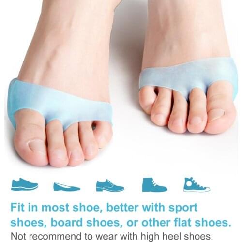 1 Pair Gel Forefoot Metatarsal Pads Silicon Half Yard Othotics Pain Relief Massage Anti-slip Cushion Summer Breathable Insole