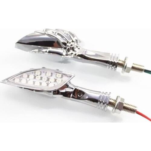 2x Motorcycle LED Skull Hand Turn Signal Light Indicator For Harley Electra Glide Softail Dyna Honda Yamaha R1 Kawasaki Suzuki