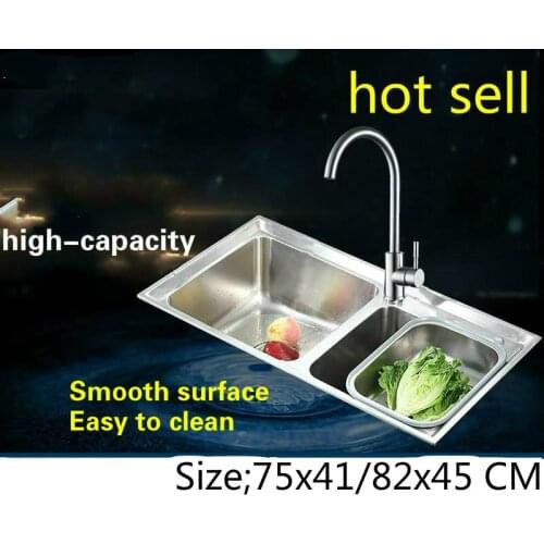 Tangwu High quality double groove stainless steel kitchen sink and faucet 75x41/82x45 CM