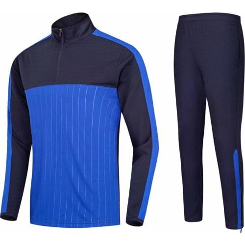 Blank Adult Kids Soccer Jerseys Pants Survetement Football Men Children Running Jacket Sports Half zipper Uniforms Suits