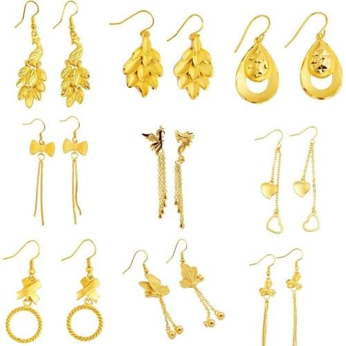 VAMOOSY Indian Statement Earrings for Women Original 24K Gold Butterfly Dangle Drop Long Tassel Earing Wedding Jewelry Girl Gift