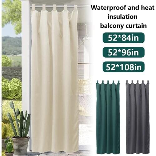 Patio Waterproof Outdoor Curtain Tab Thermal Insulated Blackout Curtain Drape for Patio Garden Front Porch Gazebo Keep Privacy