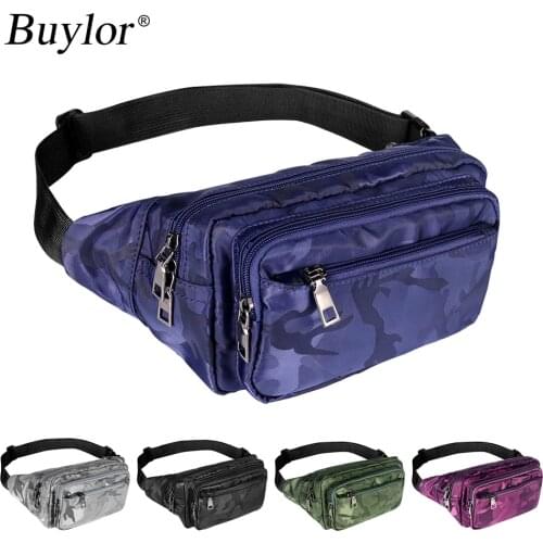 Buylor Men Bag Fanny Waist Pack Hot Running Bag Camouflage Chest Bag Waterproof Pocket Large Capacity Hip Bum Bag Unisex