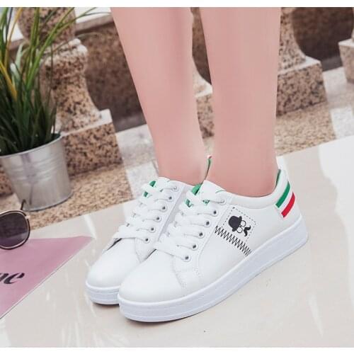 2019 Autumn Hot Breathable Women Shoes Ladies Lace Up White Sneakers Shoes Valcanize Platform Sneakers Match Shoes New 36-40