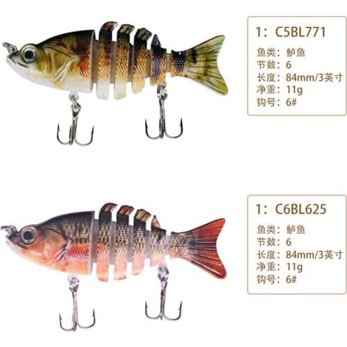 1PCS Knotty Fish Gear Bionic Multi-Section Swim Hard Bait Wobbler Rotating Trolling Pike Carp Crank Lure Winter Fishing