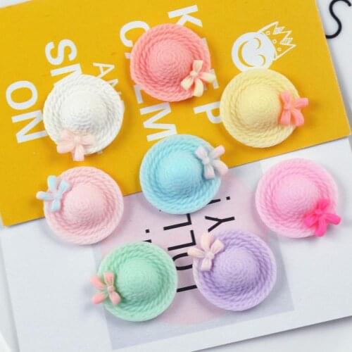 10pcs 20mm Cute Colorful Kawaii Bow Hat Resin Charms for DIY Decoration Earring Keychain Hair Accessories Patch Jewelry Making