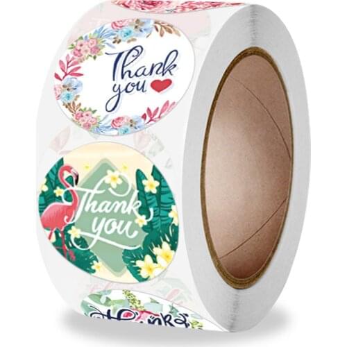 100-500pcs Flower Seal Label Thank You Stickers for Your Purchase Seals Labels Wedding Party Gift Product Shop Packaging