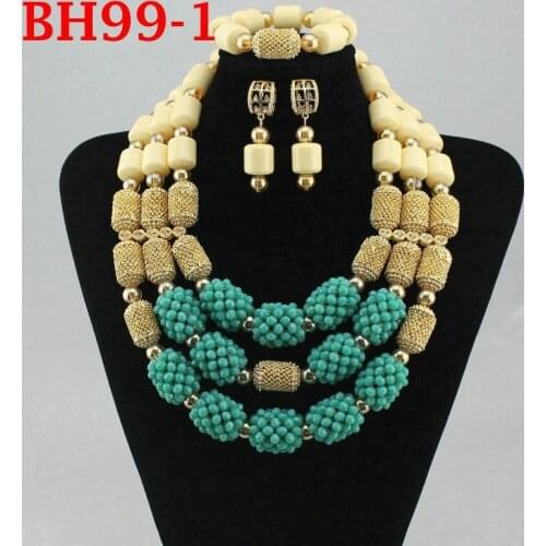2020 Wholesale Nigerian Beads Wedding Jewelry Set Bridal Dubai Gold Color Jewelry Sets African Beads Jewelry Set BH99-1