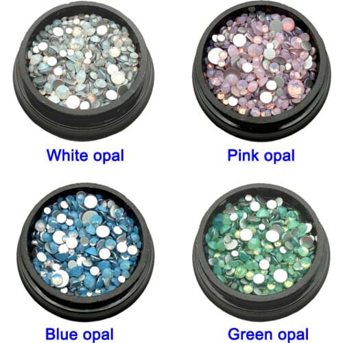 350pcs Pink White Blue Green Opal Glass Nail Rhinestones DIY Nail art decorations Manicure tools Accessories