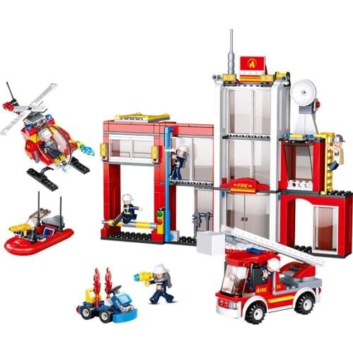 612Pcs SLuban 0631 Fire Alarm General Fire Department Assembly Model Boy Assembled Building Blocks Toys Gifts