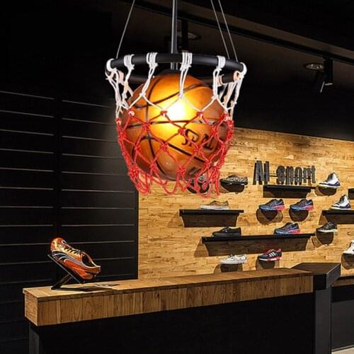 OYGROUP American Pendant Lamp Retro Basketball Light Creative Restaurant Gymnasium Store Sports Theme Clothing Store Glass