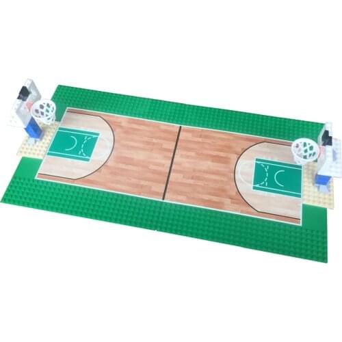 10x10 inch Baseplate basketball Court with Basketball Stand Set for Educational Block DIY Building Block Brick Brickset