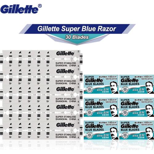 Gillette Super Blue Shaving Razor Blades For Men Stainless Steel 5 Blades x 6/5/4 Box Double Edge Shaver Blades Heads New