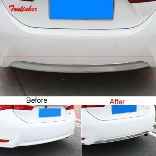 Tonlinker Exterior Rear bumper Cover case Sticker for TOYOTA Corolla/Altis 2014-18 Car Styling 1 PCS ABS Chrome Cover sticker
