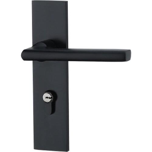 Black solid space aluminum door locks Continental bedroom minimalist interior door handle lock cylinder security locks Packages