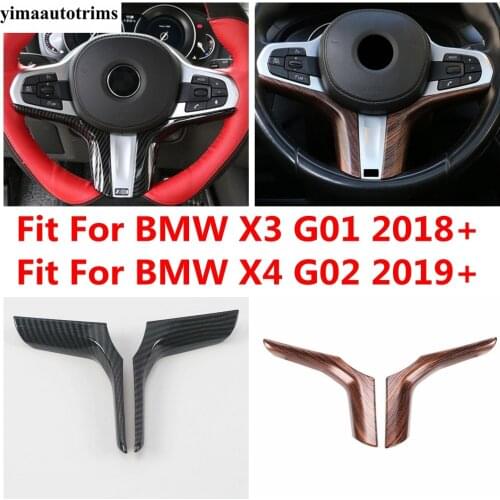 Car Steering Wheel Frame Decor Cover Trim For BMW X3 G01 2018 - 2021 X4 G02 2019 - 2021 Carbon Fiber / Wood Grain Accessories